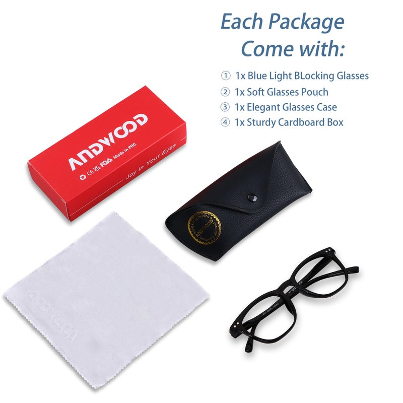 ANDWOOD Blue Light Blocking Glasses Women Men Computer Small Face Clear Bluelight Blocker Eyeglasses Frame Square Black - Image 5